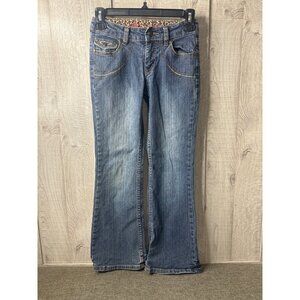 SO Girls Bootcut Blue Denim Jeans Western Size 10 w/ Leopard Print Accents
